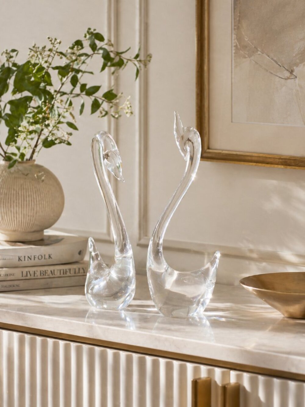 Elegant Crystal Swan Home Decor